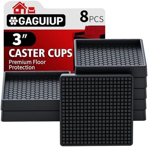 Non Slip Furniture Pads Square, 3" 8PCS Furniture Coasters for Wood Floors