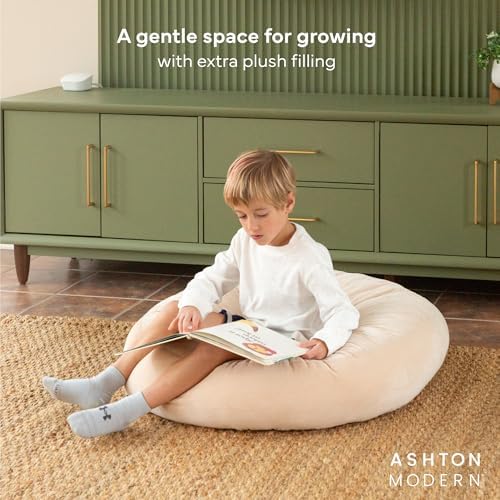 Large Floor Cushion for Kids, 32 Inch Round - Tan