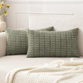 MIULEE Lumbar Corduroy Decorative Throw Pillow Covers 12x20 Light Olive