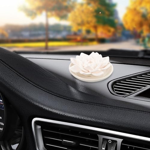 Cabilock Essential Oil Passive Diffuser Stone Lotus Flower Aromatherapy Ornaments for Home Car Bedroom Bathroom 3.35 Inch Plaster Scented Decoration