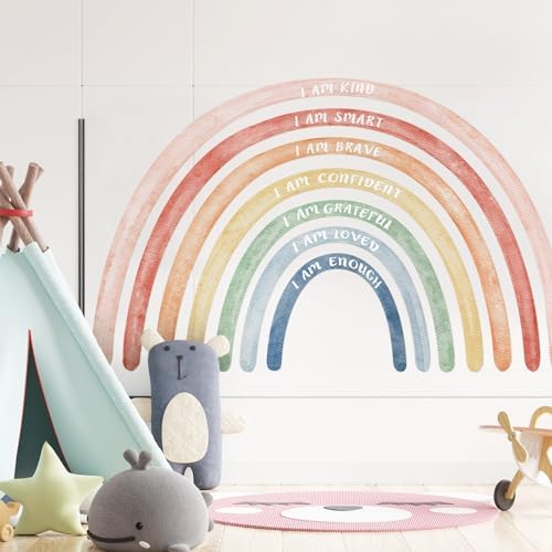Tinideya Large Watercolor Rainbow Wall Stickers Decal, 77" x 47'', Cute