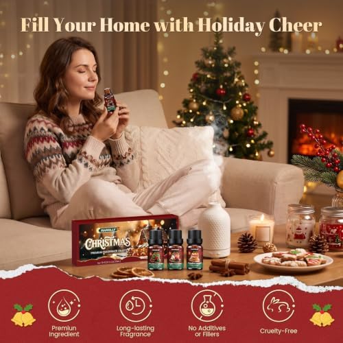 Christmas Fragrance Oil Set - Holiday Essential Oils for Diffuser for Home