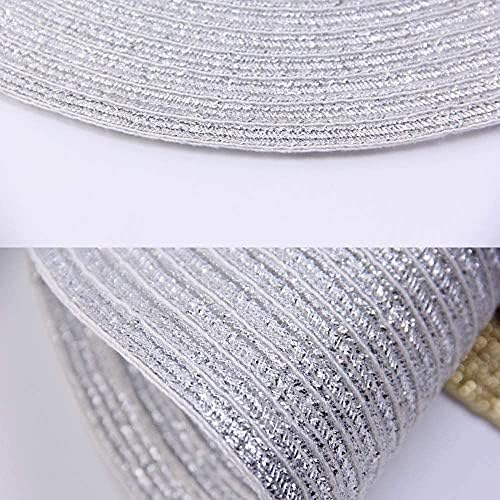 SHACOS Glitter Silver Placemats Set of 8 Sparkle Bling 15 inch Round Braided Table Mats Washable Place Mats for Dining Table Home Christmas Holiday Decor (Silver, 8)