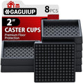 Non Slip Furniture Pads - 2x2 Anti Skid Caster Cups, 8PCS Square Furniture Coasters for Hardwood Floors, Anti Slide Furniture Cup Bed Floor Protectors, Furniture Stoppers to Prevent Sliding(Black)