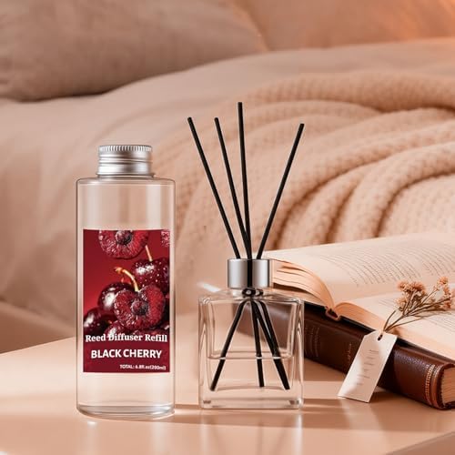 STRN Reed Diffuser Oil Refill, Black Cherry Scented Diffuser 6.8 Fl Oz