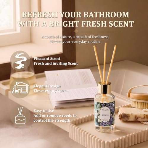 Airkeep Reed Diffuser Set, 3 Pack Cherry Blossom Forest Mist Lavender Eucalyptus Fragrance Oils for Home, Long Lasting Aroma with Reed Sticks for Bedroom, Bathroom, Living Room & Office