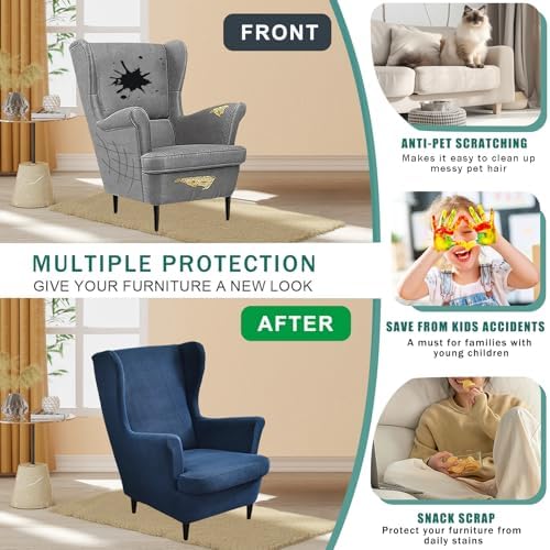 NILUOH Wingback Chair Covers 2-Piece, Armchair Slipcovers for Living Room