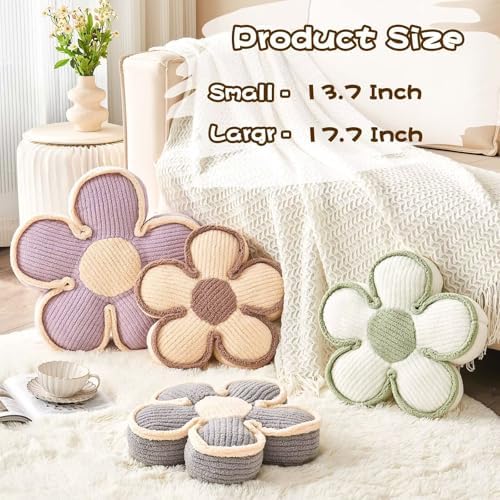 Kcvvcr Flower Shaped Floor Cushion & Decorative Throw Pillow, Soft Plush Seating Cushion, Grey (17.7 Inch)