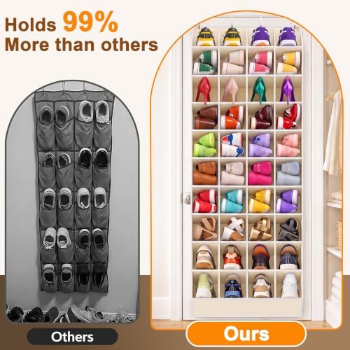 30-40 Pairs Over the Door Shoe Organizer, 10-Tier Door Shoes Rack
