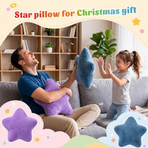 Soaoo 5 Pcs Star Fluffy Pillow Star Shape Pillow, Rainbow Collection
