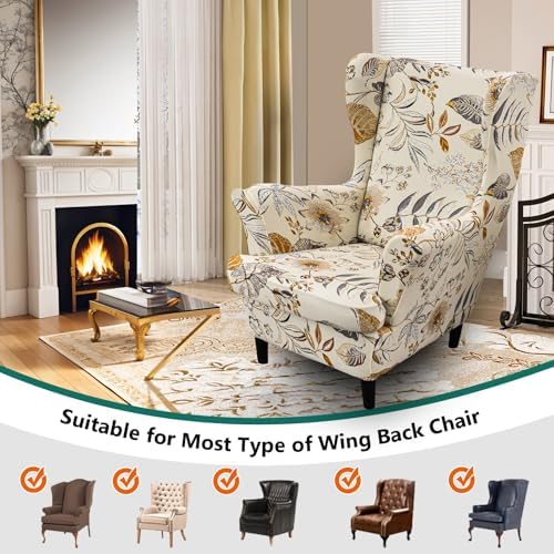 NILUOH Wingback Chair Covers 2-Piece, Armchair Slipcovers for Living Room