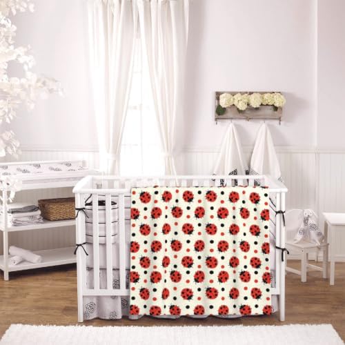 Cute Ladybugs Pattern Fleece Throw Blanket Ultra Soft Cozy Decorative Flannel Blanket for Home Bed Couch Chair Travel 50x40in