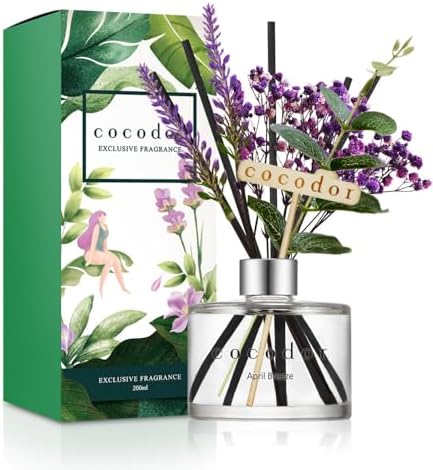 COCODOR Lavender Reed Diffuser/April Breeze/6.7oz/1Pack / Home Fragrance Scent Essential Oil Stick Diffuser for Bedroom Bathroom Home Decor for Women