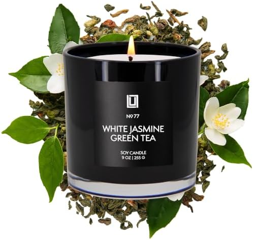 Lulu Candles White Jasmine & Green Tea Scented Soy Blend Jar Candle, 9 Oz.