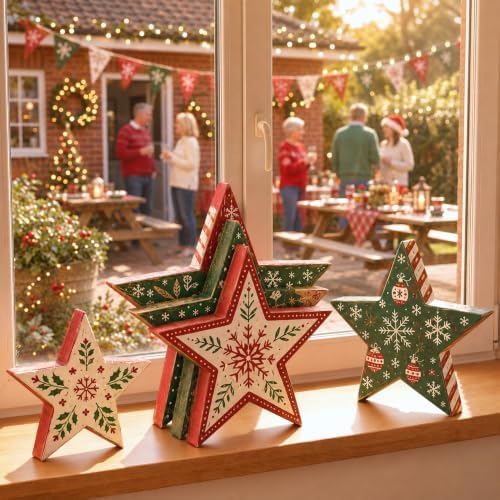 Jetec 5 Pcs 4-8 Inch Wooden Stars for Crafts 5 Size Unfinished Star Cutouts