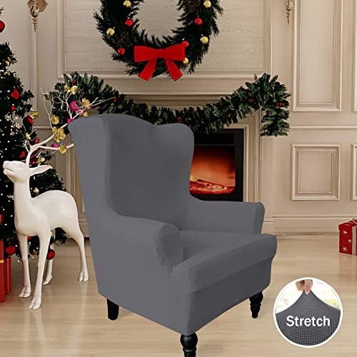 Easy-Going Stretch Wingback Chair Sofa Slipcover Gray