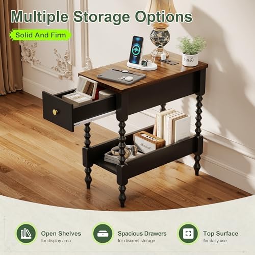 YOSHOOT Farmhouse End Tables Set of 2, Narrow Side Tables