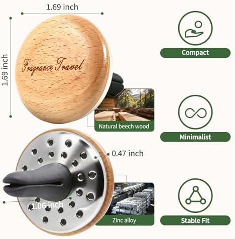 Car Air Freshener Vent Clip, Wooden Car Fragrance (Beech)