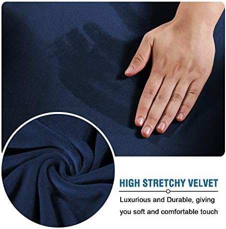 H.VERSAILTEX Wingback Chair Covers Velvet Plush Wing Chair Slipcover 1 Piece High Stretch Wing Back Chair Slipcovers Sofa Cover Furniture Cover with Elastic Bottom, Navy