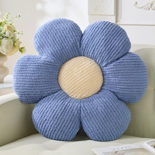 Flower Pillow,15.75" Daisy Pillow Blue Throw Pillows