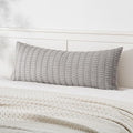 MIULEE Lumbar Corduroy Throw Pillow Cover for Bed 14x36 Light Grey Set of 1