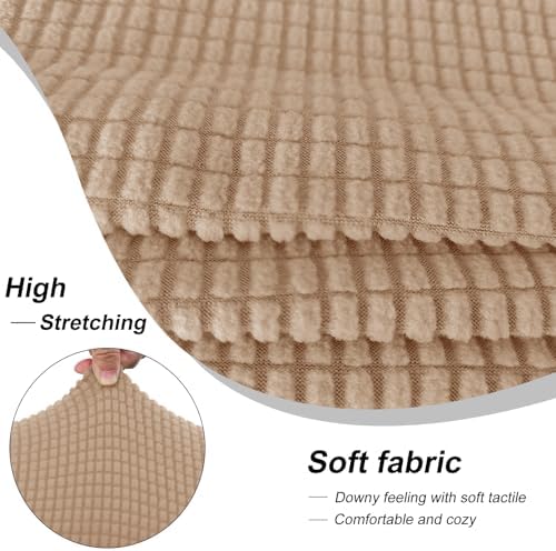 3 Pieces Stretch Couch Cover for 2 Cushion, Sofa, Camel