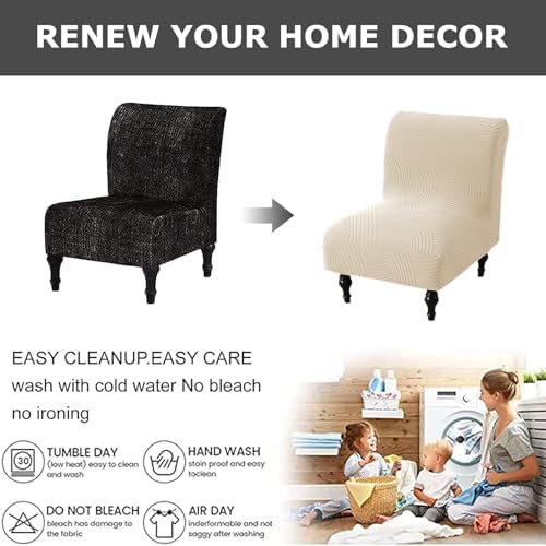 Eco-Ancheng Armless Chair Slipcover Removable Armless Accent Chairs Covers Washable Armless Slipper Chair Slipcover Printed Armless Chair Furniture Protector Covers for Living Dining Room Hotel,21