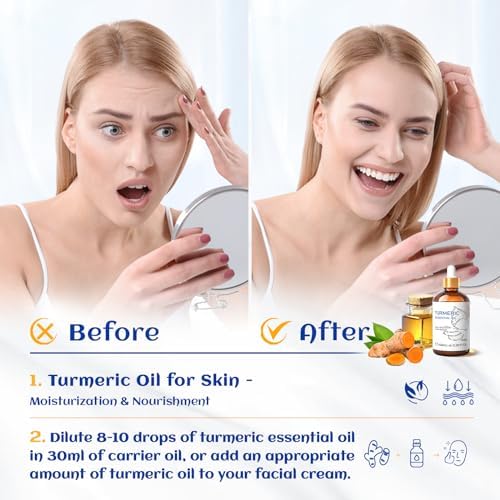 HIQILI Turmeric Oil for Face, Skin Care & Aromatherapy
