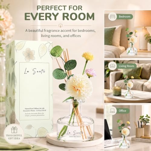 Green Tea Sakura Reed Diffuser Set, 8.5 fl oz/ 250ml