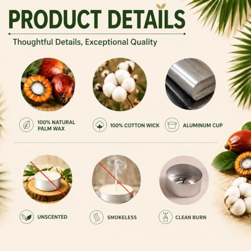 Tea Lights Candles 200 Pack, 6-7 Hour Long Burning Tealight Candles Bulk