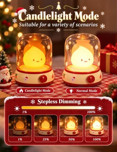 WANDIEA Rechargeable Night Light for Kids, Christmas Decor & Bedroom Lamp