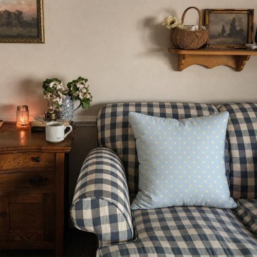 Cute Blue Yellow Polka Dot Room Decor Pillow Cover 18x18