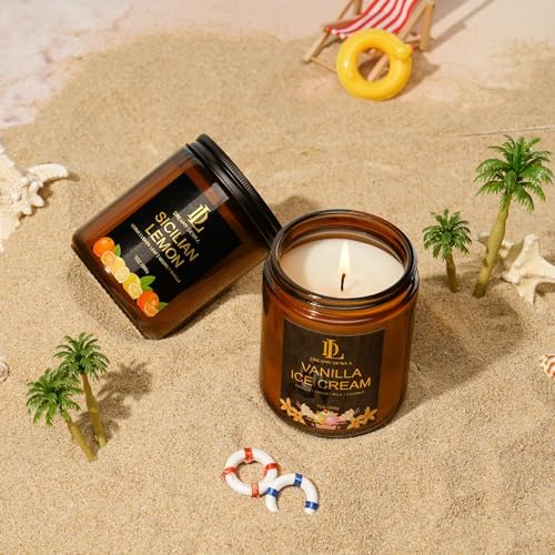 Sicilian Lemon Candles, 7oz Sicilian Lemon Scented Candle, Natural Soy Candles for Home Scented, Long Lasting with 50 Hour Burn Time, Gifts for Men Women