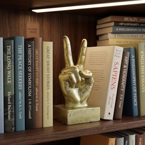 Nice purchase Hand Finger Gesture Desk Statues Fingers Sculpture Creative Home Living Room Cabinet Shelf Decoration (Victory Gesture in Gold)