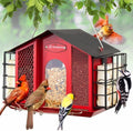 Kingsyard 4-in-1 4 Lbs Large Metal Bird Feeder for Outdoor Hanging