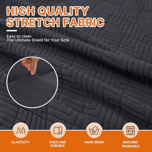 XINEAGE Stretch 2 Seater Slipcover, Non-Slip Pet Couch Cover,Dark Gray