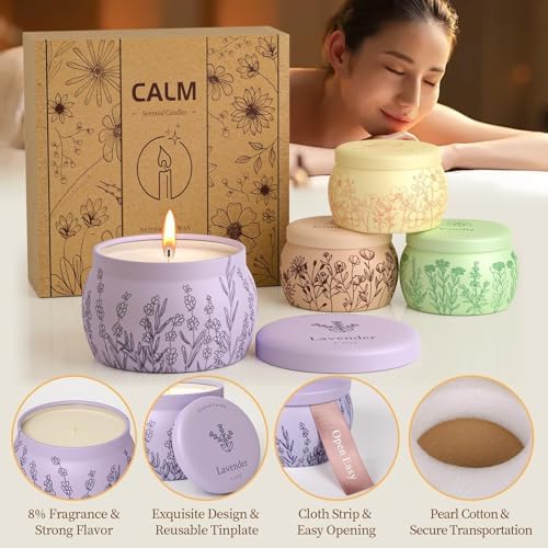 Scented Candles Gift Set for Women, 17.6oz, 4 Pack Soy Wax for Home Scented
