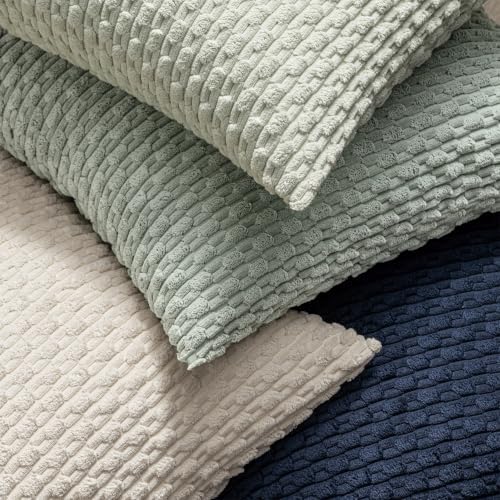 MIULEE Decorative Throw Pillow Covers 20x20 Greyish Green Textured Corduroy