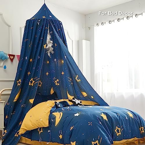 Bed Canopy for Kids, Printed Hanging Canopy for Baby Brib Kids Bed Room Decor Reading Nook Indoor Outdoor Playing Castle (Star)
