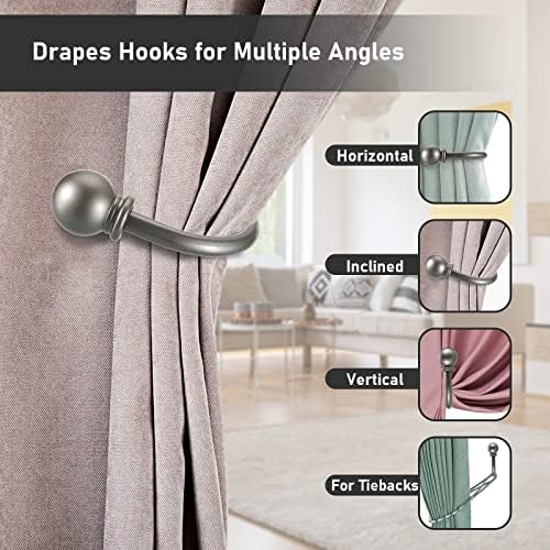 Sumnacon Curtain Holdbacks 2 Pcs Wall Mounted Curtain Tiebacks,Grey