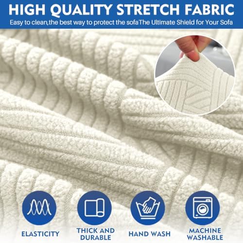 XINEAGE Loveseat Slipcover Pet Friendly, Stretch Couch Cover,Beige White