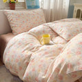 Cute 100 Cotton Duvet Cover Set 3 Pcs(1 King Size Duvet Cover with 2 Pillowcases),Orange Floral Bedding Set with Zipper,Soft Lightweight Breathable Gauze Comforter Covers 104"×90"