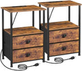 LOAKEKEL Nightstands Set of 2, Night Stand with Charging Station