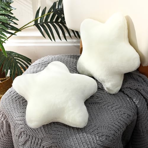 Beeveer 2 Pcs 11 Inch Star Pillow Decorative Gift, Beige