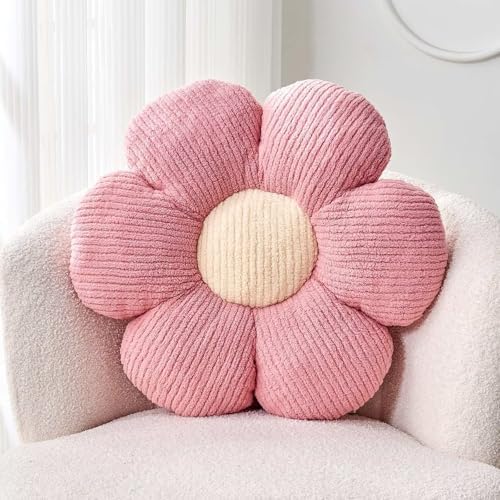 Kcvvcr Flower Throw Pillow, Soft Pink 17.7" Shaped Floor Pillow for Home Decor, Cute Aesthetic Plush Decorative Pillows for Bed, Sofa, Couch