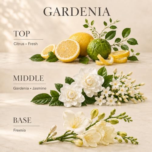 Gardenia Reed Diffuser Set with Flowers, 6.76 fl oz