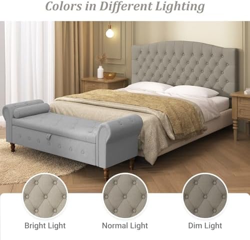 Furpopup Linen Queen Size Headboard Only, Upholstered Wall Mount, Linen