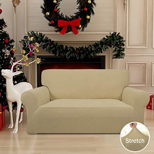 Easy-Going Stretch Loveseat Couch Covers Washable Beige