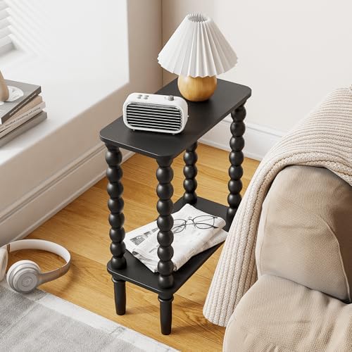 Veegle Narrow Side Table Small End Table for Small Spaces Black