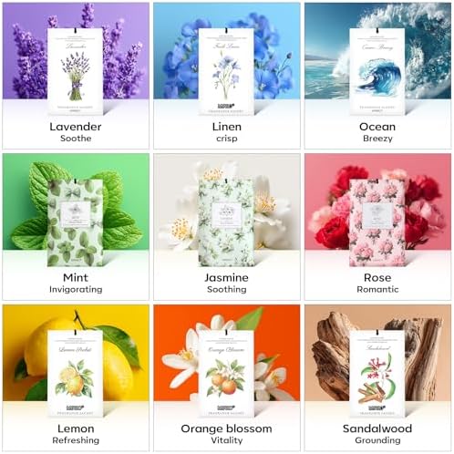 MYARO 20Pcs Jasmine Scented Sachets, Closet Deodorizer Car Air Freshener